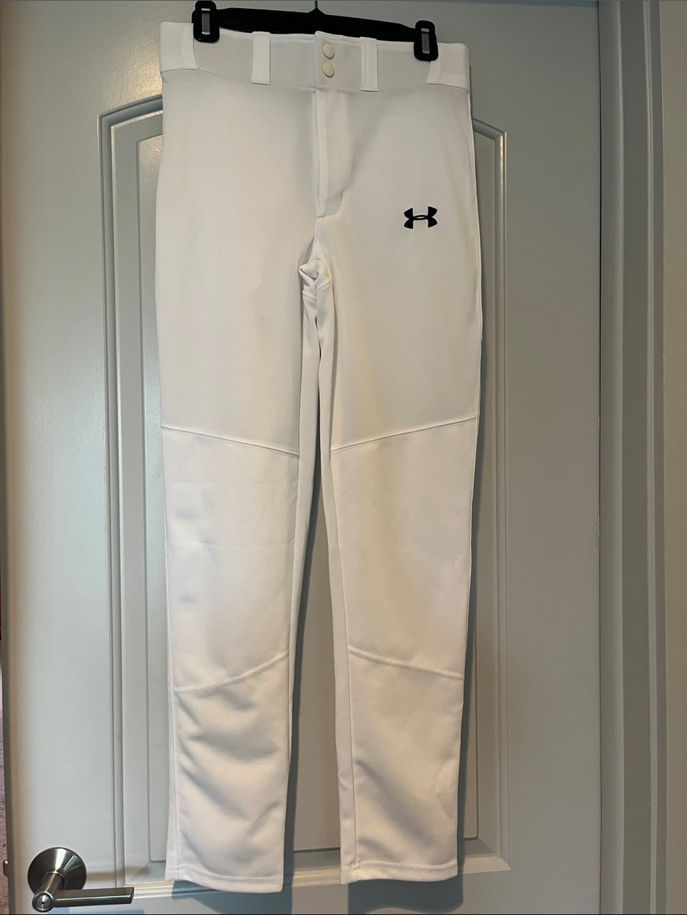 Under Armour White Kids Athletic Pants with Black Logo